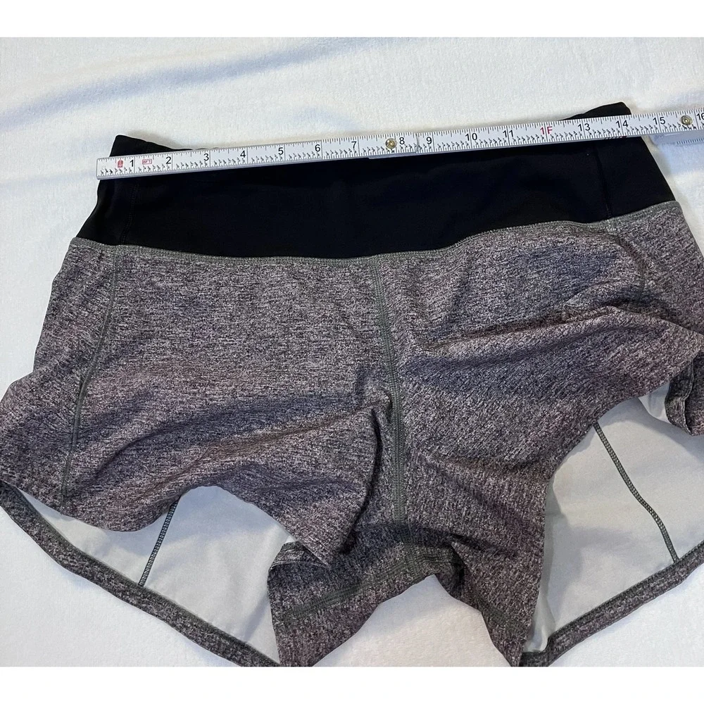 Lululemon 6 Speed Up Shorts Heathered Gray Black Running Athletic Lined 2.5